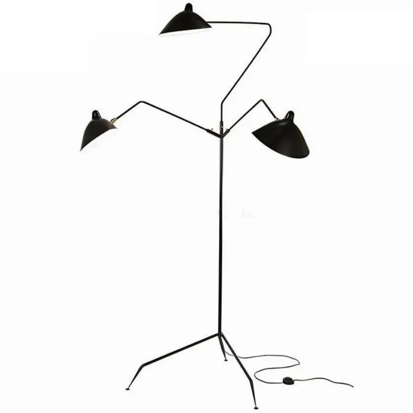 

Nordic Serge Mouille Floor Lamp Room Decor Minimalist 3 Heads Black Standing Lamp Bedroom Living Room Floor Lighting Lampara