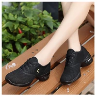 modern jazz dance sneakers women breathable mesh lace up dancing practice shoes cushioning lightweight fitness trainers
