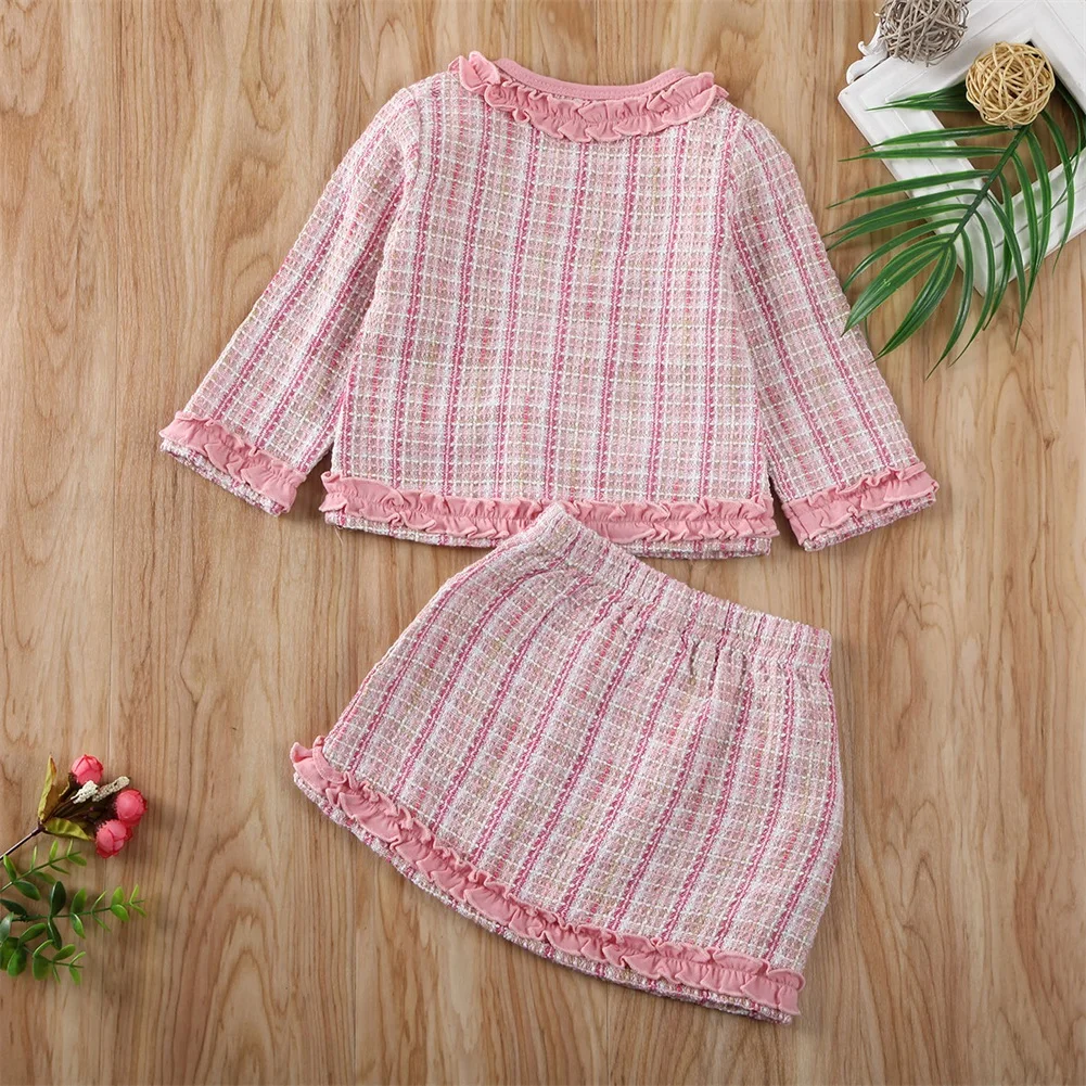 Детский комплект одежды из 2 предметов для маленьких девочек нарядное клетчатое