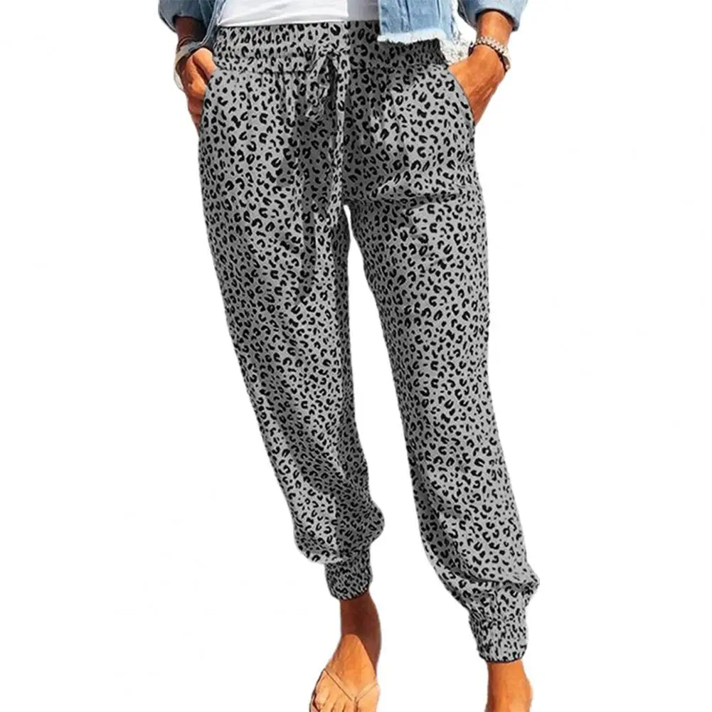

2021 простые укороченные брюки износостойкие дышащие леопардовые штаны на шнуровке 4 цвета шаровары с эластичным поясом для повседневной нос...