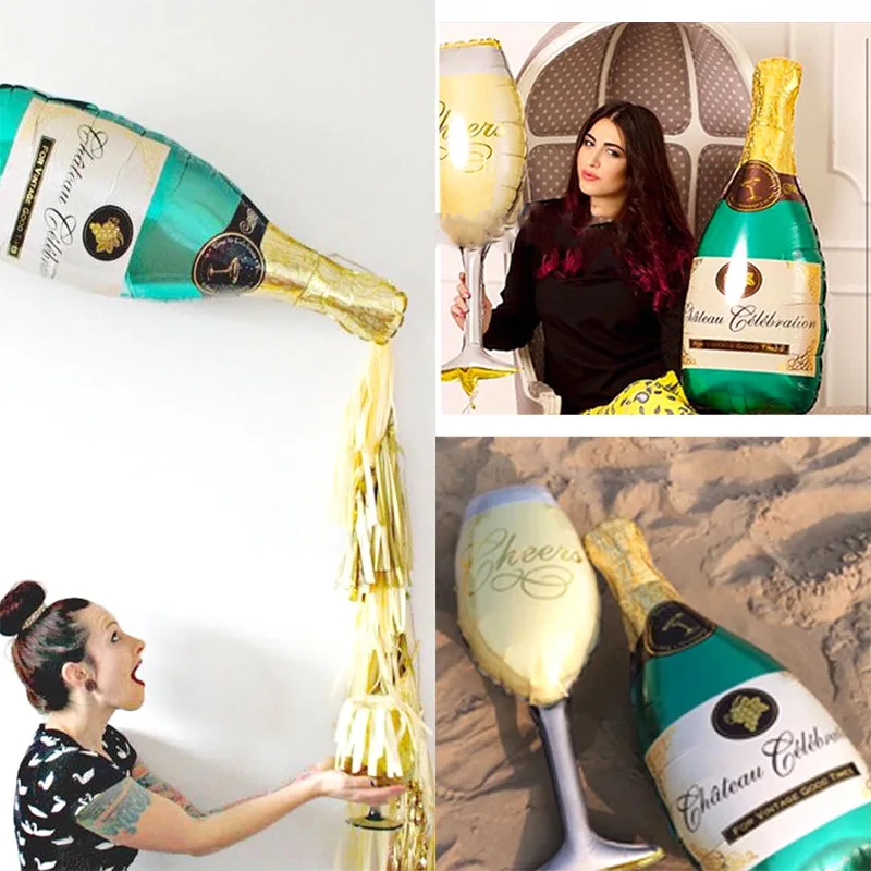 1 шт. большая бутылка для вина цвета шампанского на свадьбу юбилей вечерние