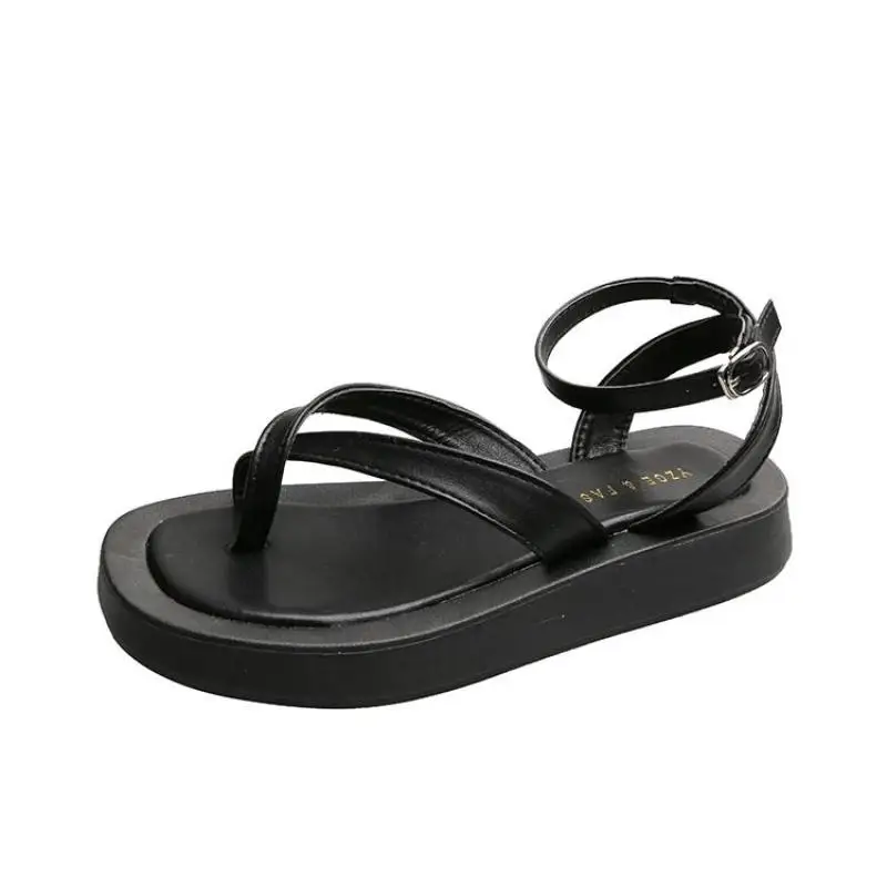 

Thick Bottom Sandals For Women Summer 2021 New Fashion Beach Retro Roman Shoes Mixed Colors Ankle Strap Flat Platform Lady Shoe