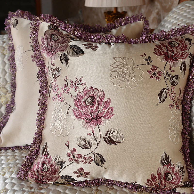 

Embroidered Cushions luxury decorative car cushion, European silver office cushion cover