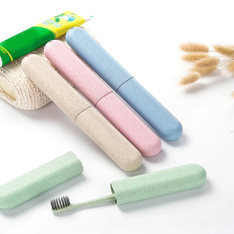 

Simple Nordic style wheat straw travel toothbrush box travel portable toothbrush cover storage box toothbrush storage box