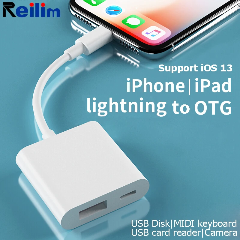 Reilim OTG адаптер для Apple к USB камера ридер адаптер для lightning iOS 13 Соединительный комплект кабель синхронизации данных для IPhone 6 7 8 X