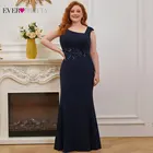 Темно-синие платья для матери невесты размера плюс, красивое элегантное платье с аппликацией в виде цветов русалки, вечернее платье для вечеринки, Vestidos EM00131