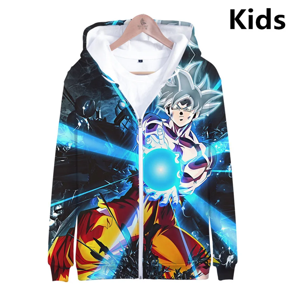 3 To 14 Years Kids zip up Hoodies Goku 3D Print boy girl Hoodies Sweatshirt  Long Sleeve Children Goku Jacket Tops Oversized