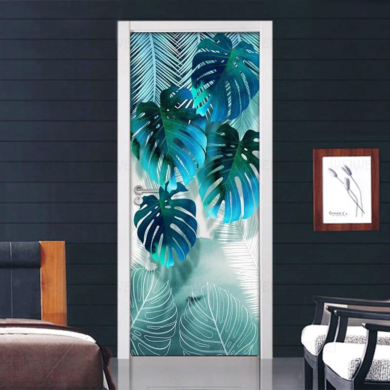 Настенная самоклеящаяся наклейка Павлин с синими листьями | Дом и сад