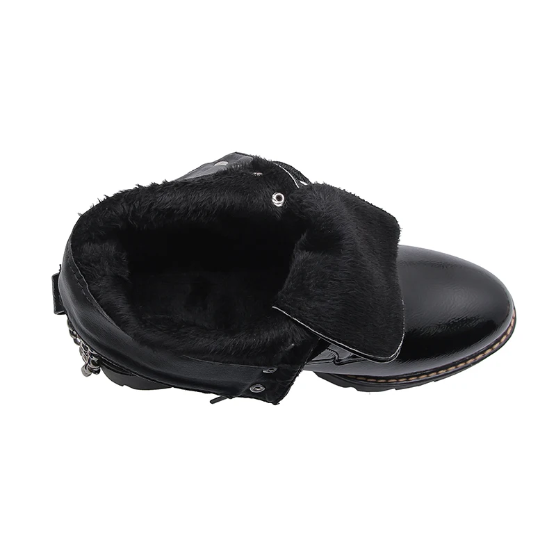 Women Ankle Boots Fashion Black Metal Chain Gothic Shoes Casual Lace Up Square Heels Platform Size 34-43 | Обувь