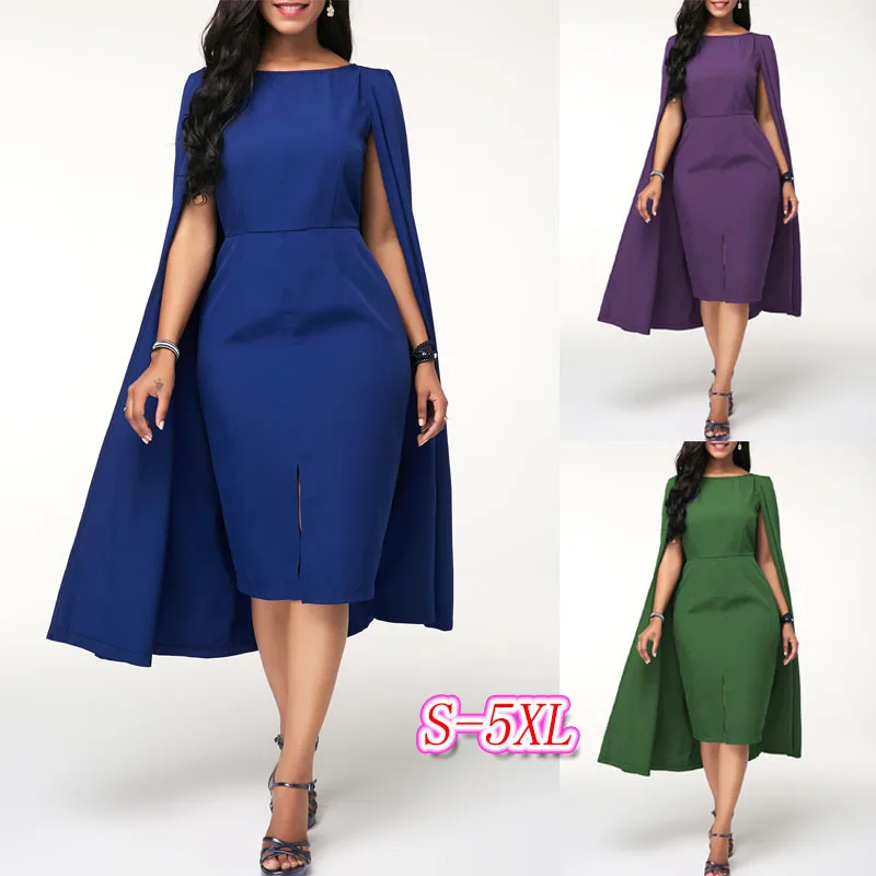 2019 Сатиновые однотонные платья для матери невесты с круглым вырезом разрезом