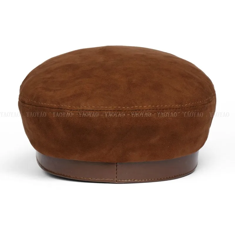 Корейские модные замшевые шапки унисекс из натуральной кожи для мужчин и женщин