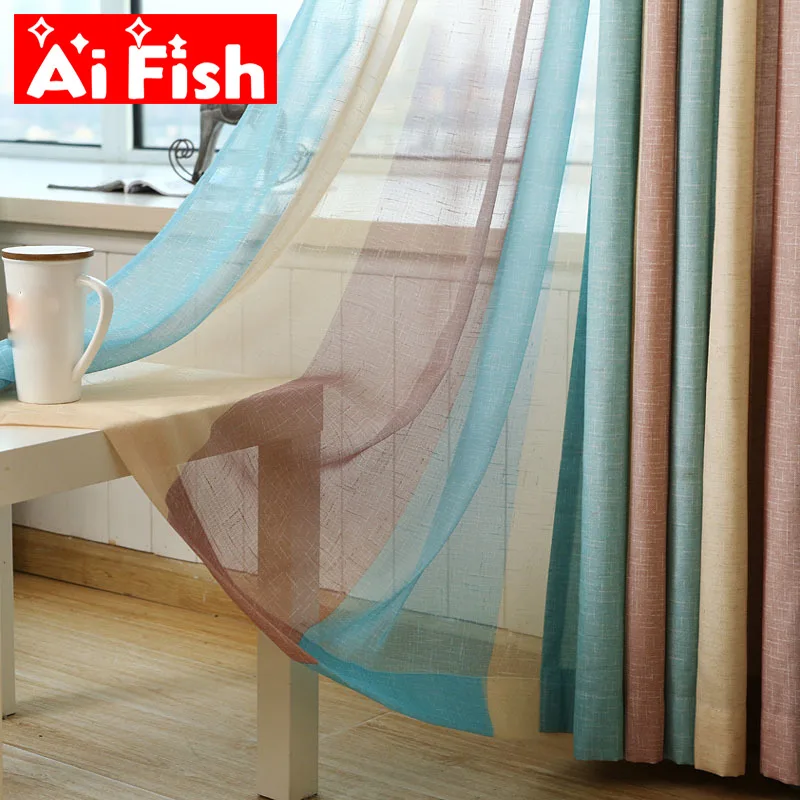 Средиземноморские синие желтые коричневые полосатые шторы для гостиной