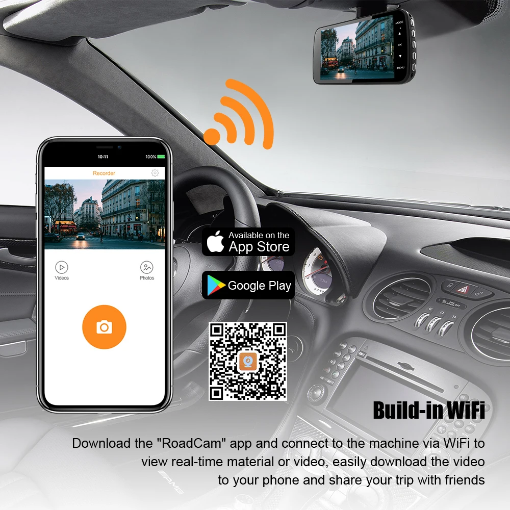 Full HD 2K 4 0 &quotвидеорегистратор 1440P GPS и Wi-Fi конденсатор сенсорный экран двойной