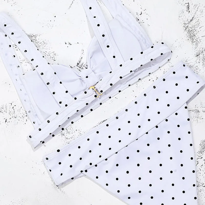 

Dot Bikinis Bow Push Up Bikini 2020 New Arrival Padded Bra Mid Waist Swimsuit Sexy Swimwear Women Brazilian Biquini