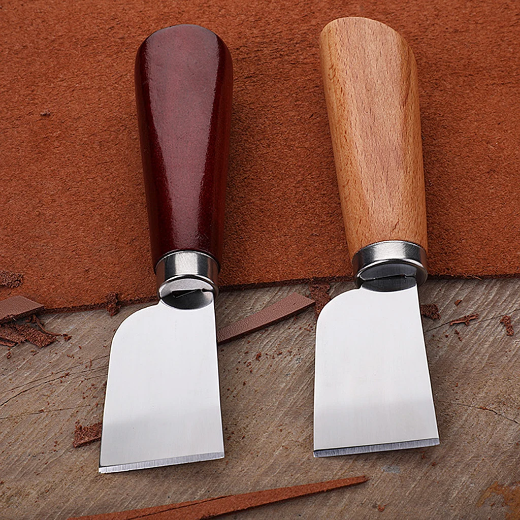 

DIY Leathercraft Tool Wooden Handle Stainless Steel Leather Cutting Knife