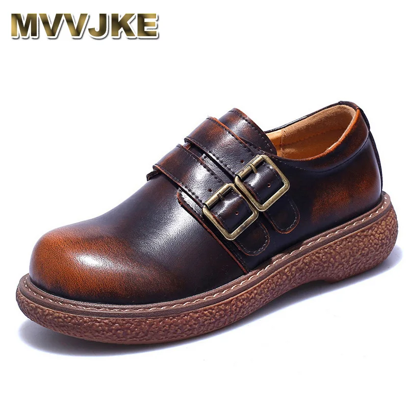 

Женские туфли-оксфорды mvvjke100%, винтажные туфли из натуральной коровьей кожи, в британском стиле, с круглым носком, на плоской подошве, для вес...