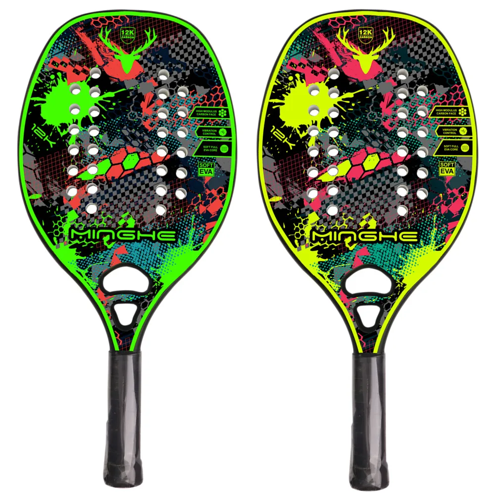 

Minghe 12k carbon fiber rough surface beach tennis racket with bag