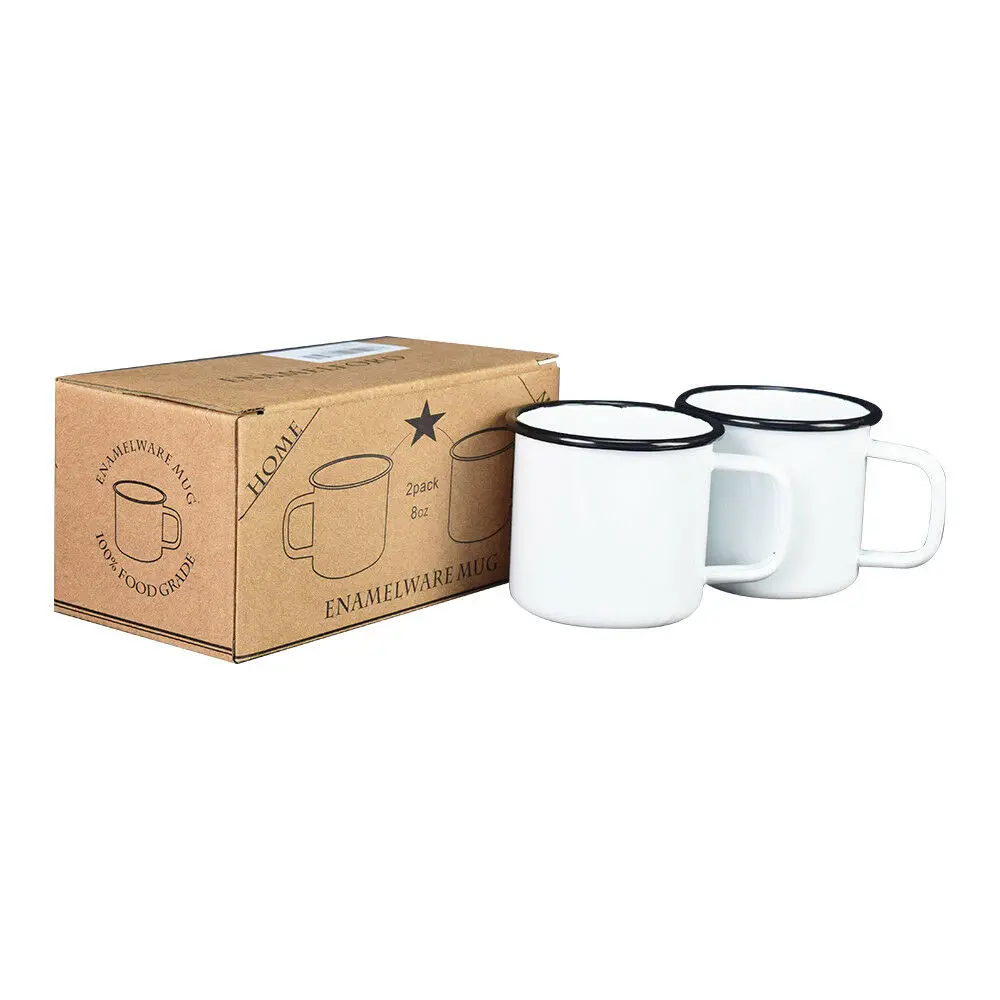 12 унций чашки покрытые эмалью Чашки Простой чистый кофе молочный напиток офис