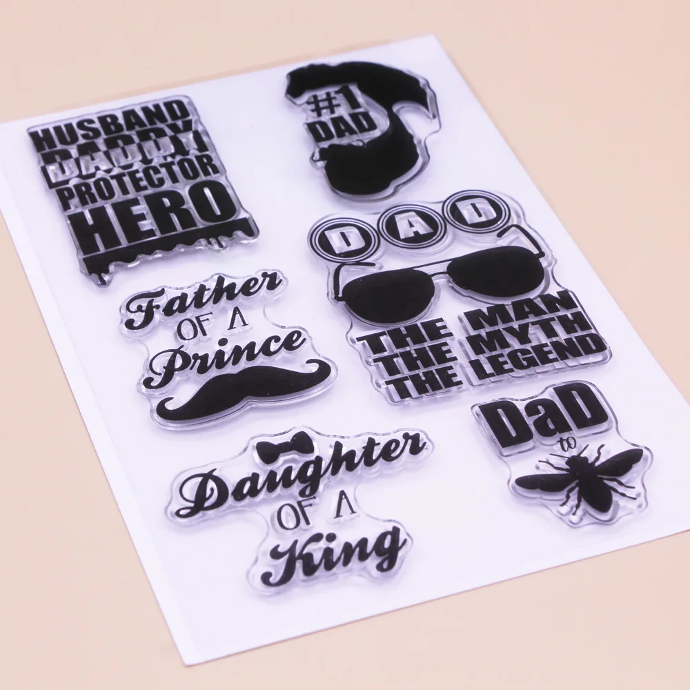 

Father DIY Clear Stamps Transparent Silicone Stamp Card Hand Account Rubber Stamps for Father Day Gift