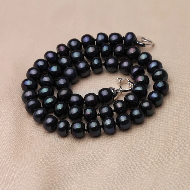 Модное черное ожерелье из натурального пресноводного жемчуга 8-9 мм/9-10 мм
