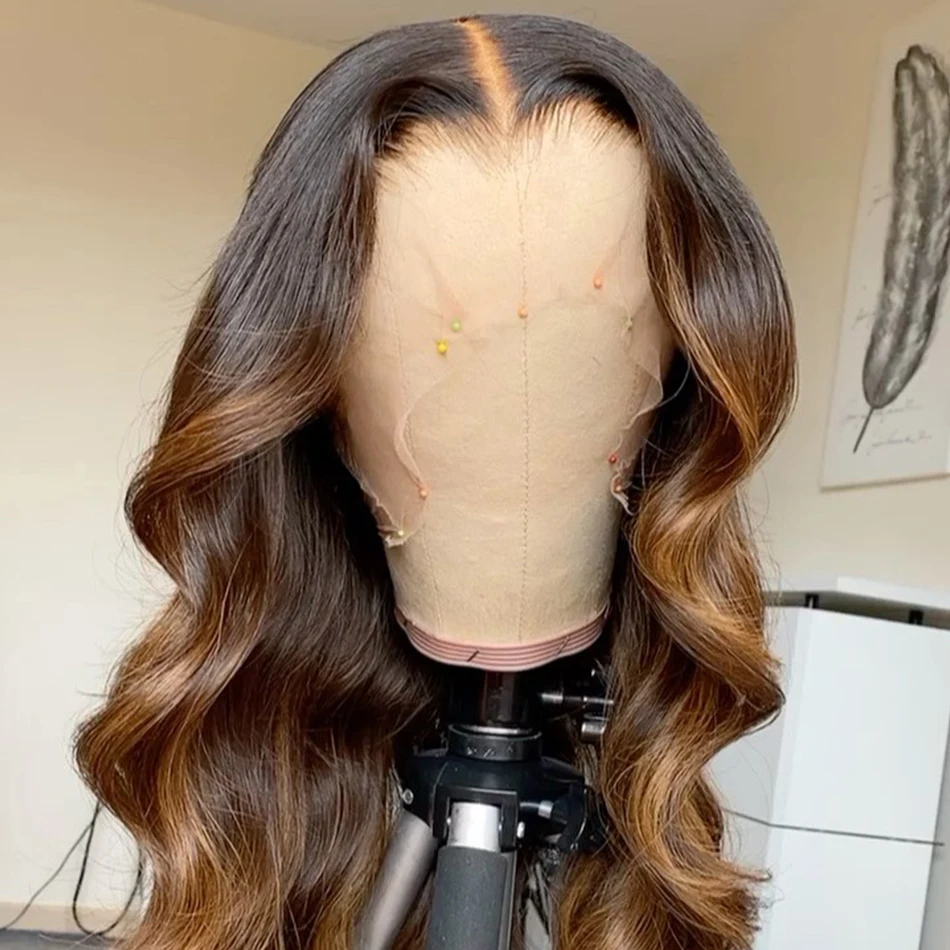 #4/27 Выделите Цветные человеческие волосы парики для черных женщин выщипывали 13х4