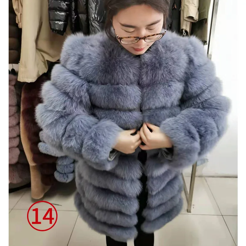 long coat-8 Maomoackong2019 модная новая стильная куртка с натуральным лисьим мехом, Тонкая зимняя женская куртка с круглым вырезом и натуральным мехом, кожаная жилетка для девочек - Цвет: long coat-8