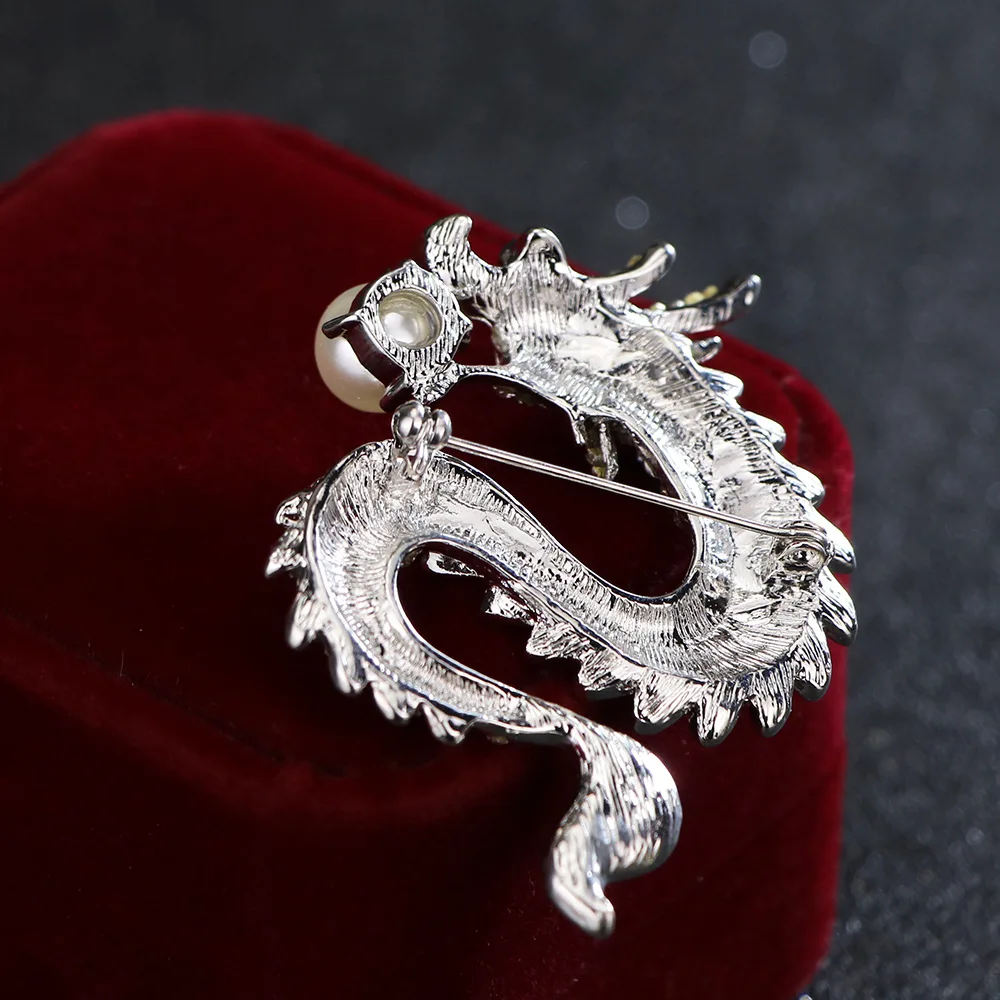 Высококачественная Новая модная британская брошь в форме дракона стразы жемчуг