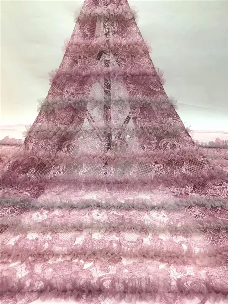 

Purple Nigerian African Lace Fabric 5 yards Luxury French Net Lace Fabric /Swiss Guipure Lace for Wedding Dress FDF1113