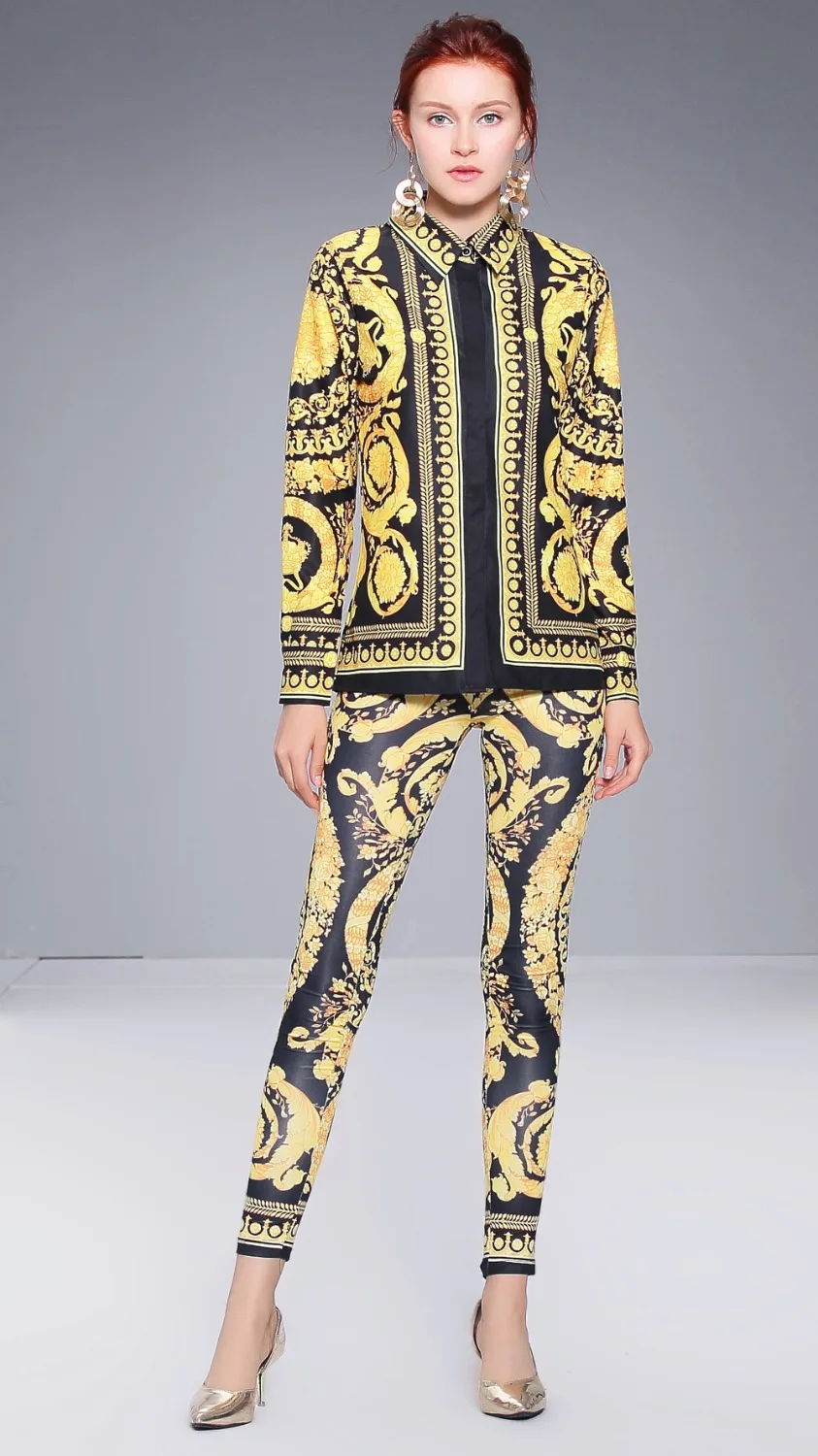 Женские комплекты из 3 предметов винтажный топ с барочным принтом в стиле ретро