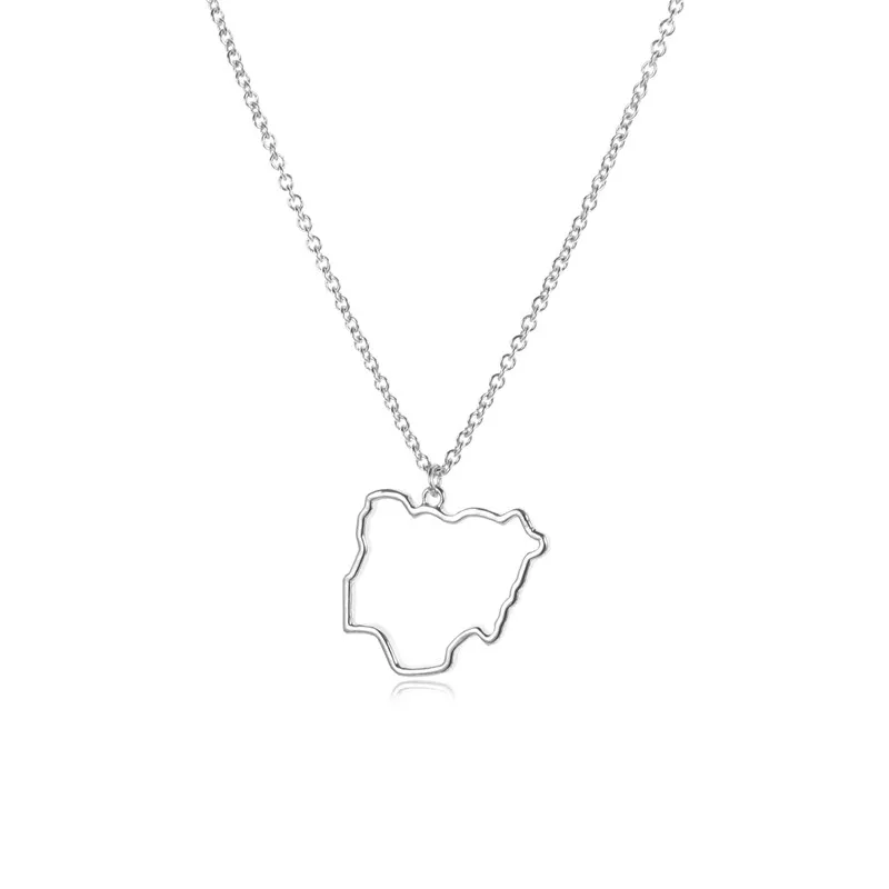 

Gift 1 hollow Nigeria map Country necklace Outline State geography Africa island city Hometown souvenir pendant Necklace Jewelry