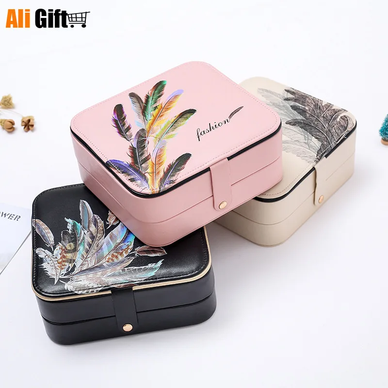 

Double-decker Jewelry Box Female Korean Makeup Organizer Jewelry Collection Box Earrings Wedding Birthday Gift Ring Box