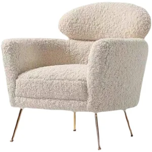 Nordic Modern Living Room Bedroom Lazy Sofa Vintage Lambswool Fleece Fabrics Single-Seat Sofa Chair Balcony Leisure Chair