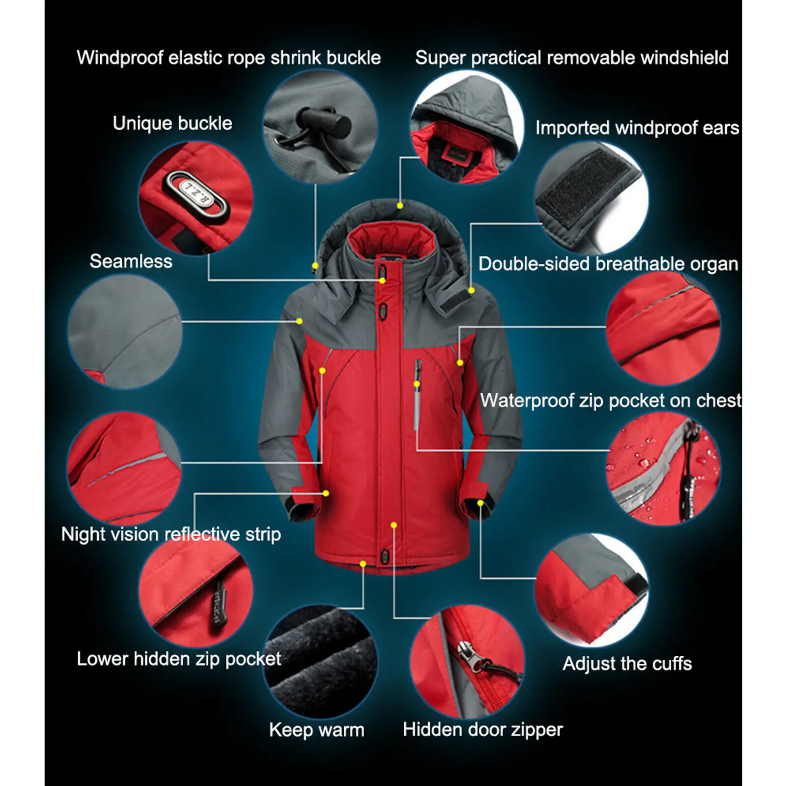 Для мужчин и женщин водонепроницаемый лыжный костюм куртка с флисовой