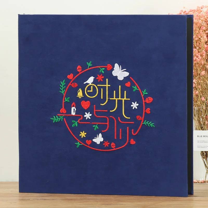 

Blue Traditional Photo Album Simple Normal Scrapbook Sticky Type Photo Album Memory Album De Fotos Wedding Accessories EI50XC
