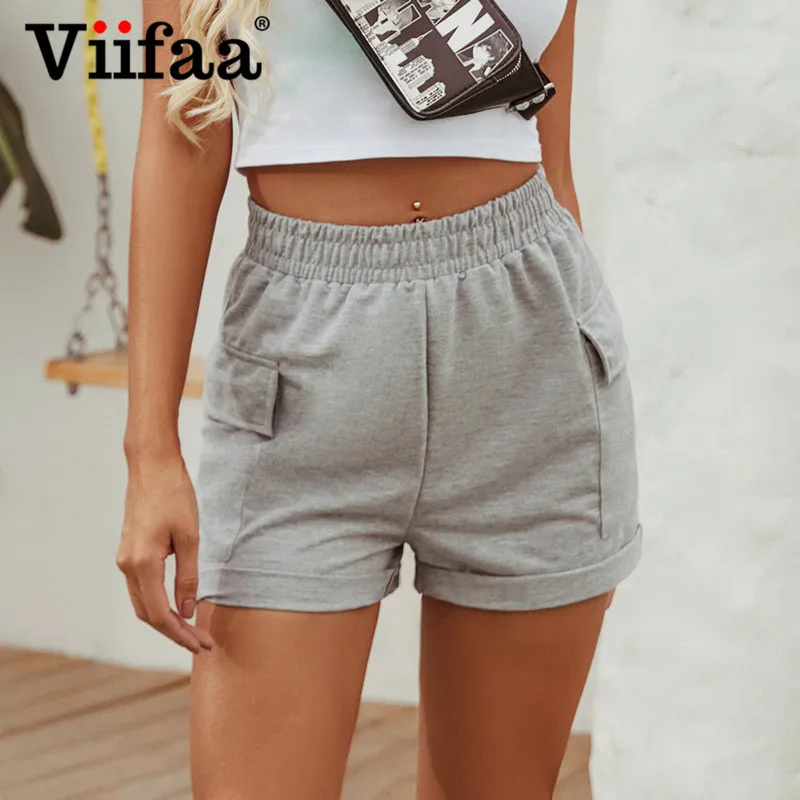 Viifaa серые повседневные спортивные шорты для бега с эластичной резинкой на талии
