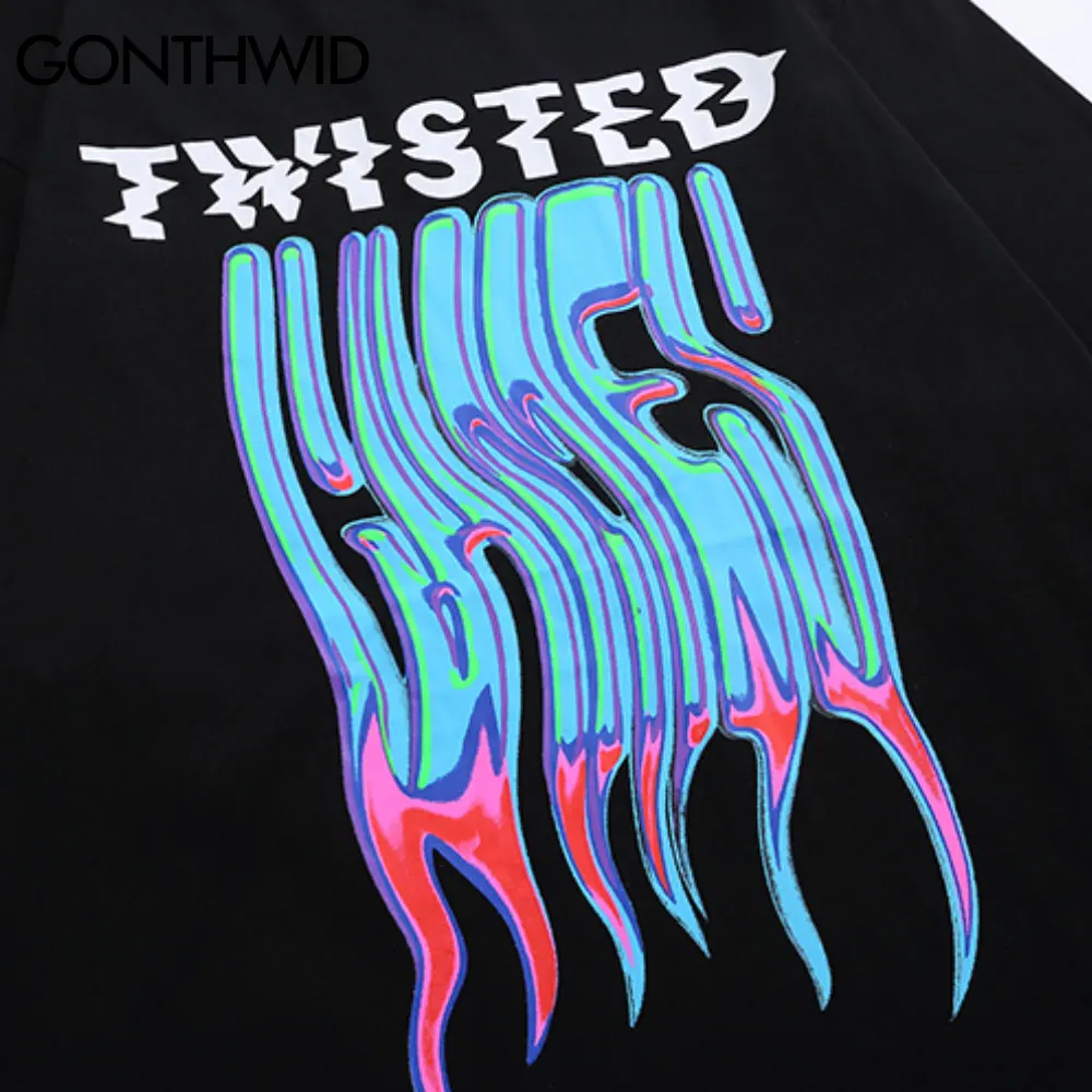 

GONTHWID Tshirts Harajuku Creative Print Gothic Punk Rock Long Sleeve Tees Shirts Men Hip Hop Streetwear Fashion Loose Tees Tops