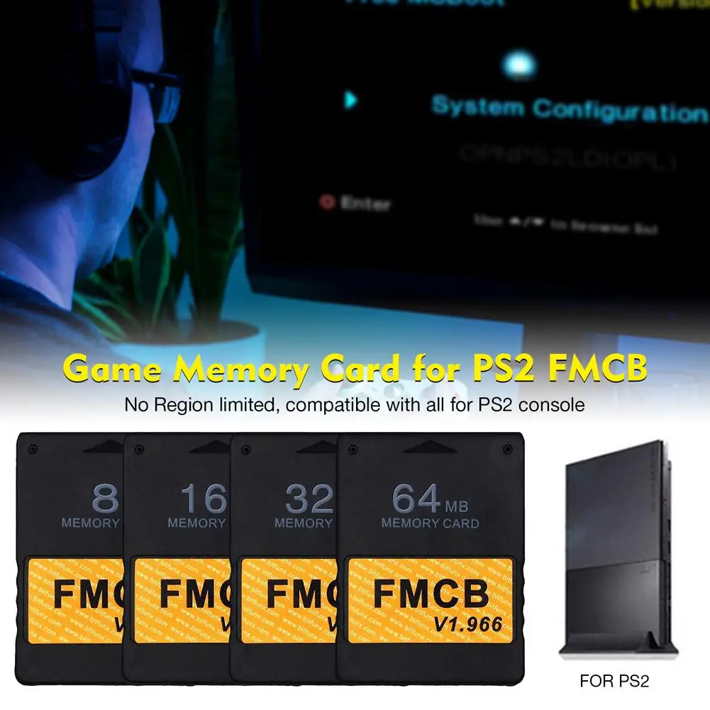Классическая черная карта памяти для PS 2 FMCB v1.966 8 Мб/16 Мб/32 Мб/64 МБ консоли