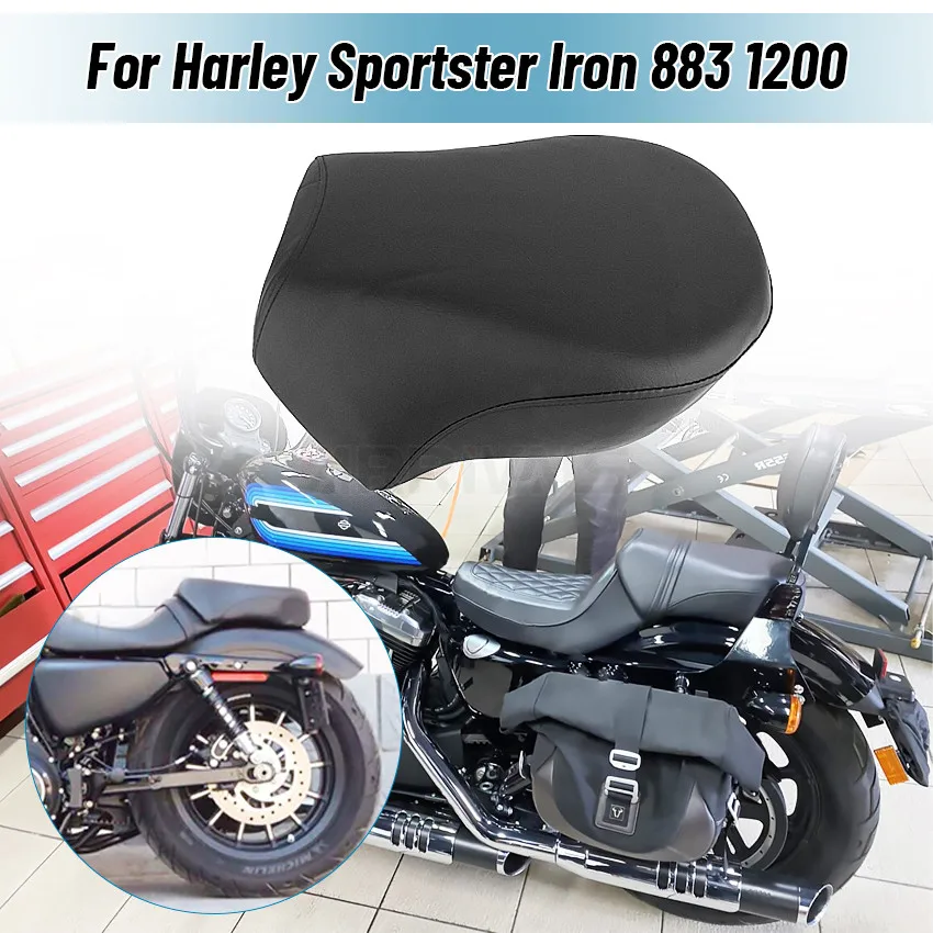 Leather Motorcycle Black Rear Passenger Seat Covers For Harley Sportster XL 883 1200 XL1200 iron 883 parts 2004-2016