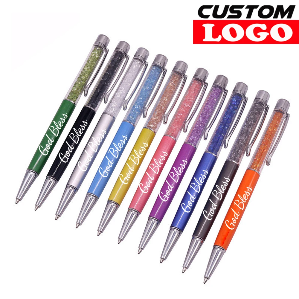 100 шт./лот металлическая шариковая ручка с кристаллами креативный стилус для