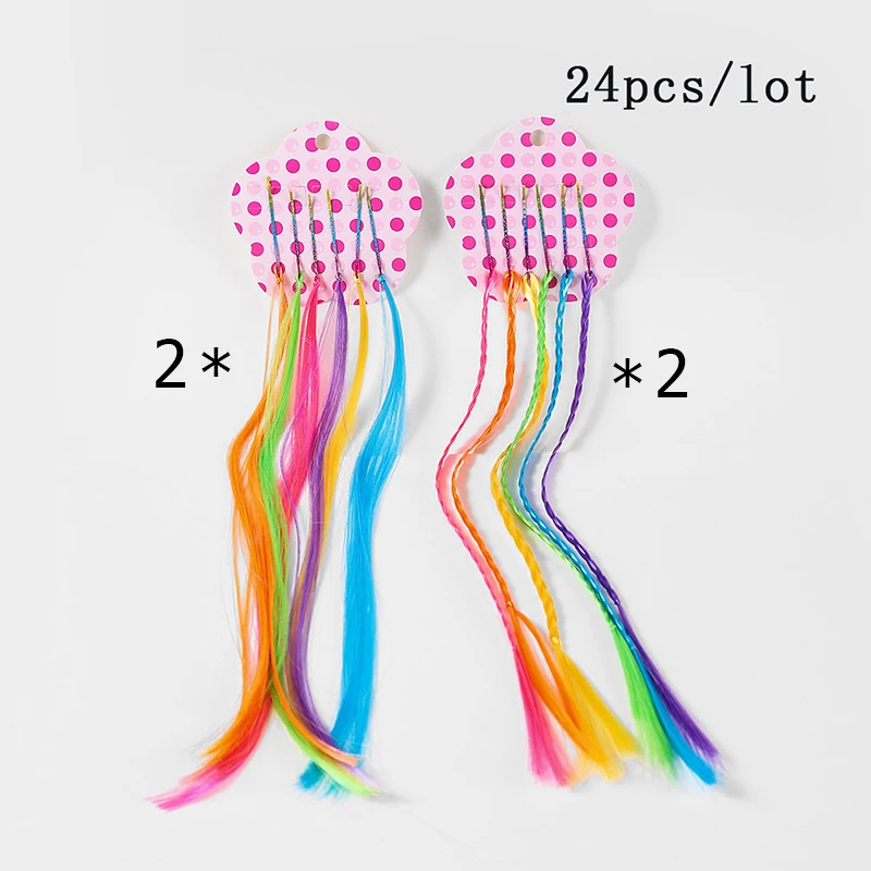 24pcs D Аксессуары для волос, резинки для волос для девочек, Русалочка, цветные длинные косы, эластичные резинки для волос, синтетическая резинка для волос для детей, резинки для волос - Цвет: 24pcs D