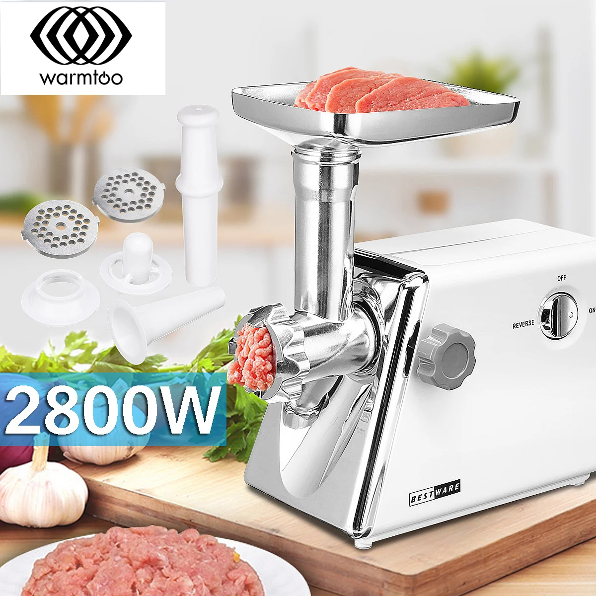Warmtoo 2800 Вт Электрическая Мясорубка электрическая мясорубка колбаса машина мясорубка ломтерезка 220 В для кухонного инструмента шлифовальная плита