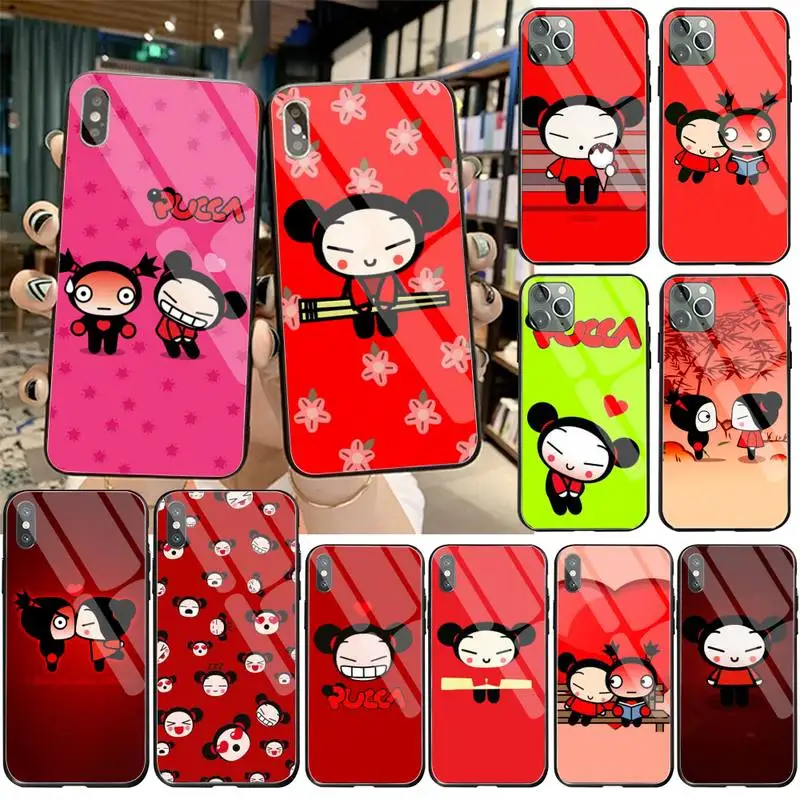 

Cartoon chinese doll pucca and garu Phone Case Tempered Glass For iPhone 11 Pro XR XS MAX 8 X 7 6S 6 Plus SE 2020 case