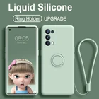 Жидкий силиконовый чехол с кольцом-держателем для телефона Samsung Galaxy S21 S20 Plus A52 A72 A51 A71 Note 20 10 Plus A50 чехол с ремешком