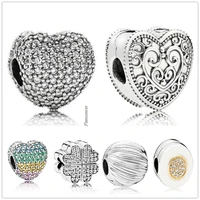original 925 sterling silver heraldic lace enchanted heart clip lock stopper charm bead fit pandora bracelet necklace jewelry