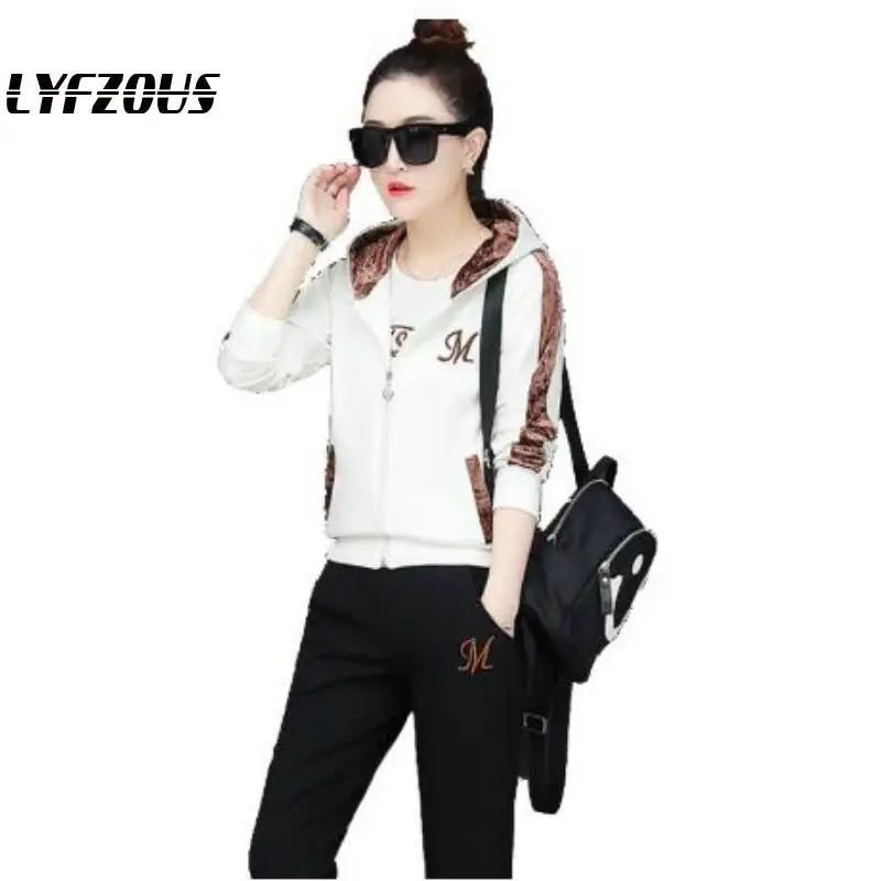 Спортивные костюмы с длинным рукавом размера плюс для женщин комплект из 3