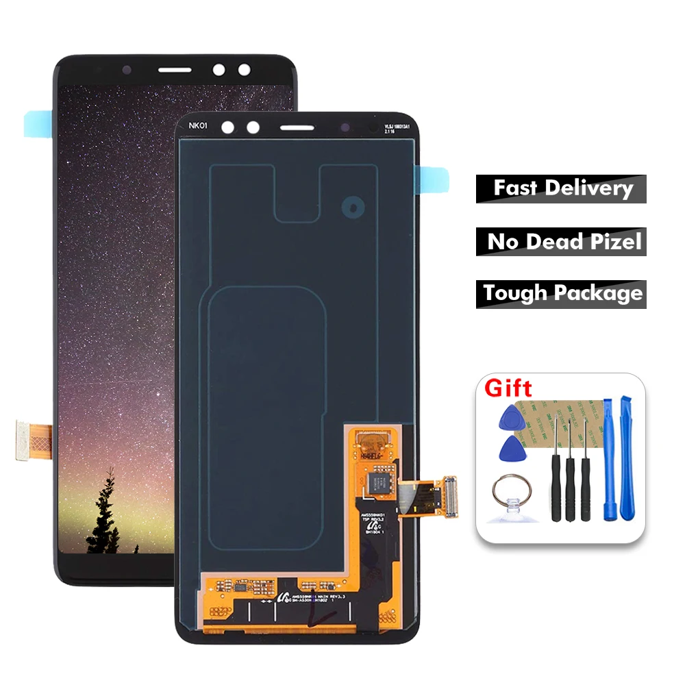 ЖК дисплей с дигитайзером для Samsung Galaxy A8 2018 A530 A530F A530DS сенсорная панель стеклянный