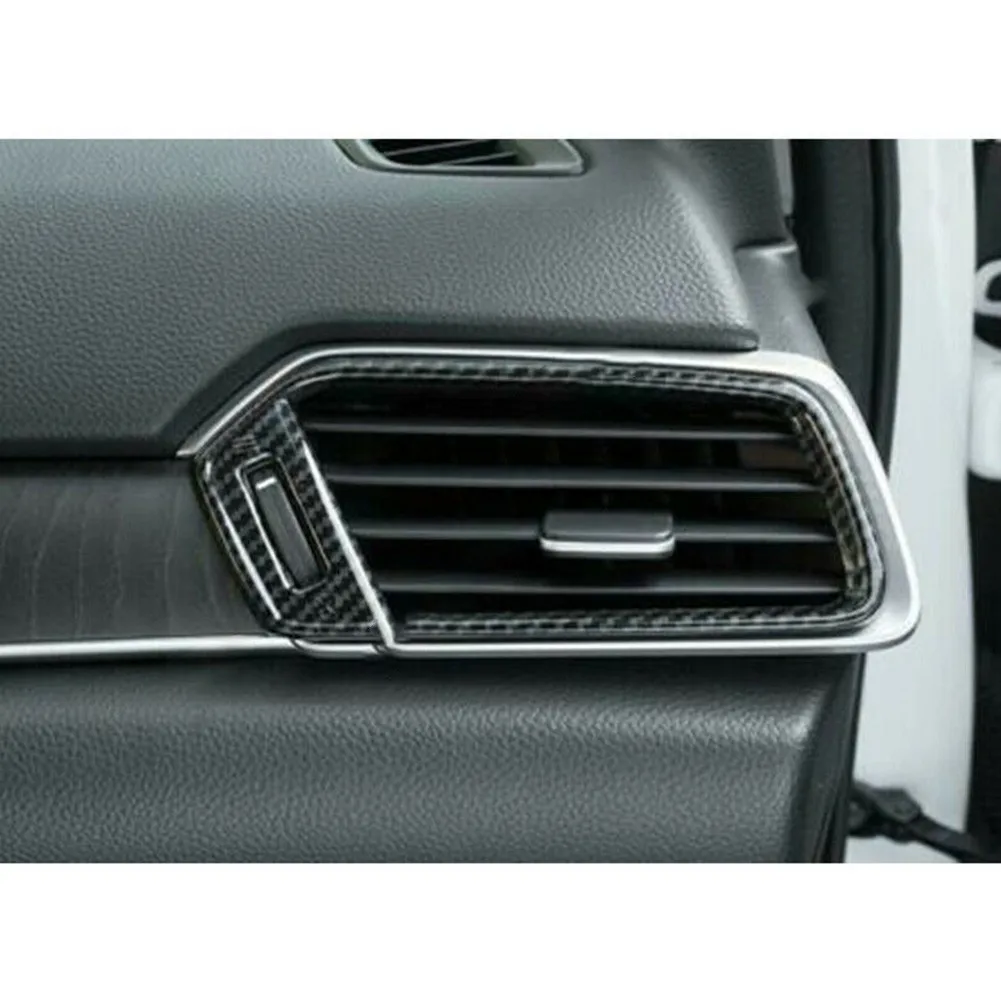 

3pcs Console Air Outlet Vent Trim Black Carbon Fiber Style Decor Front