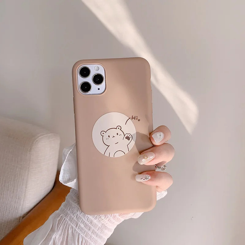 Милый чехол в стиле ретро с медведем Hi для iPhone 11 Pro MAX XS XR X силиконовый 7 Plus 8