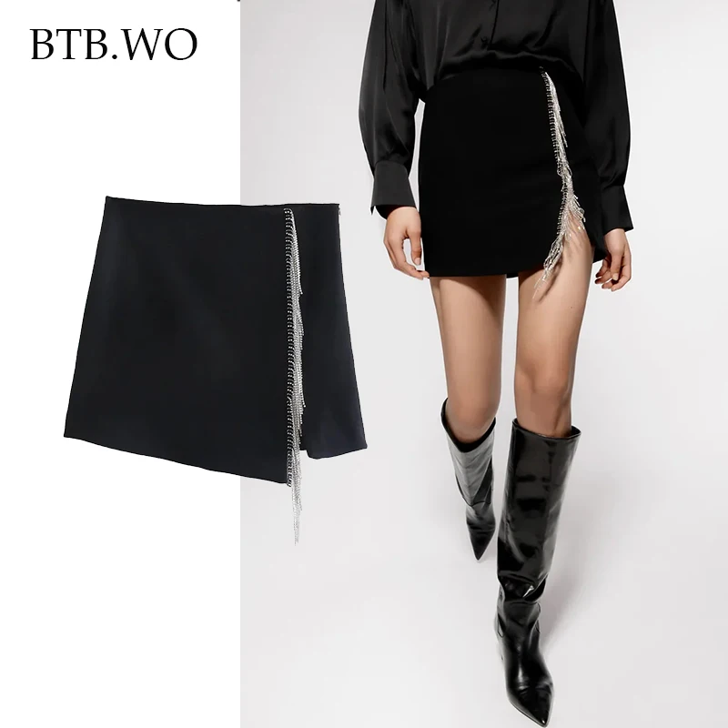 

Женская мини-юбка с высокой талией, черная винтажная юбка с разрезом сбоку, 2022