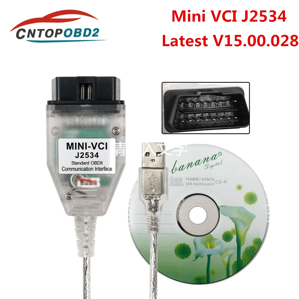 V15.00.028 MINI VCI для TOYOTA TIS Techstream J2534 с чипом FTDI FT232RL OBD2 автомобильный диагностический